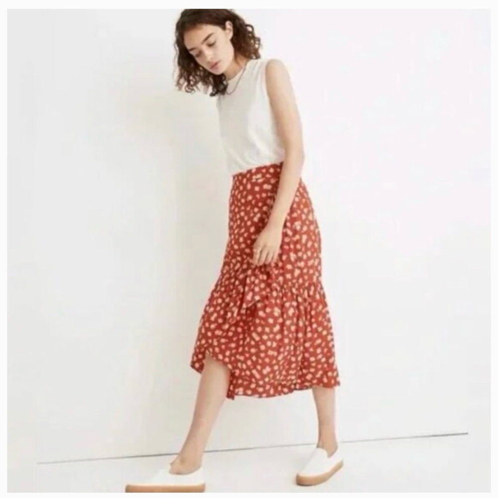 Madewell Orange Floral Skirt